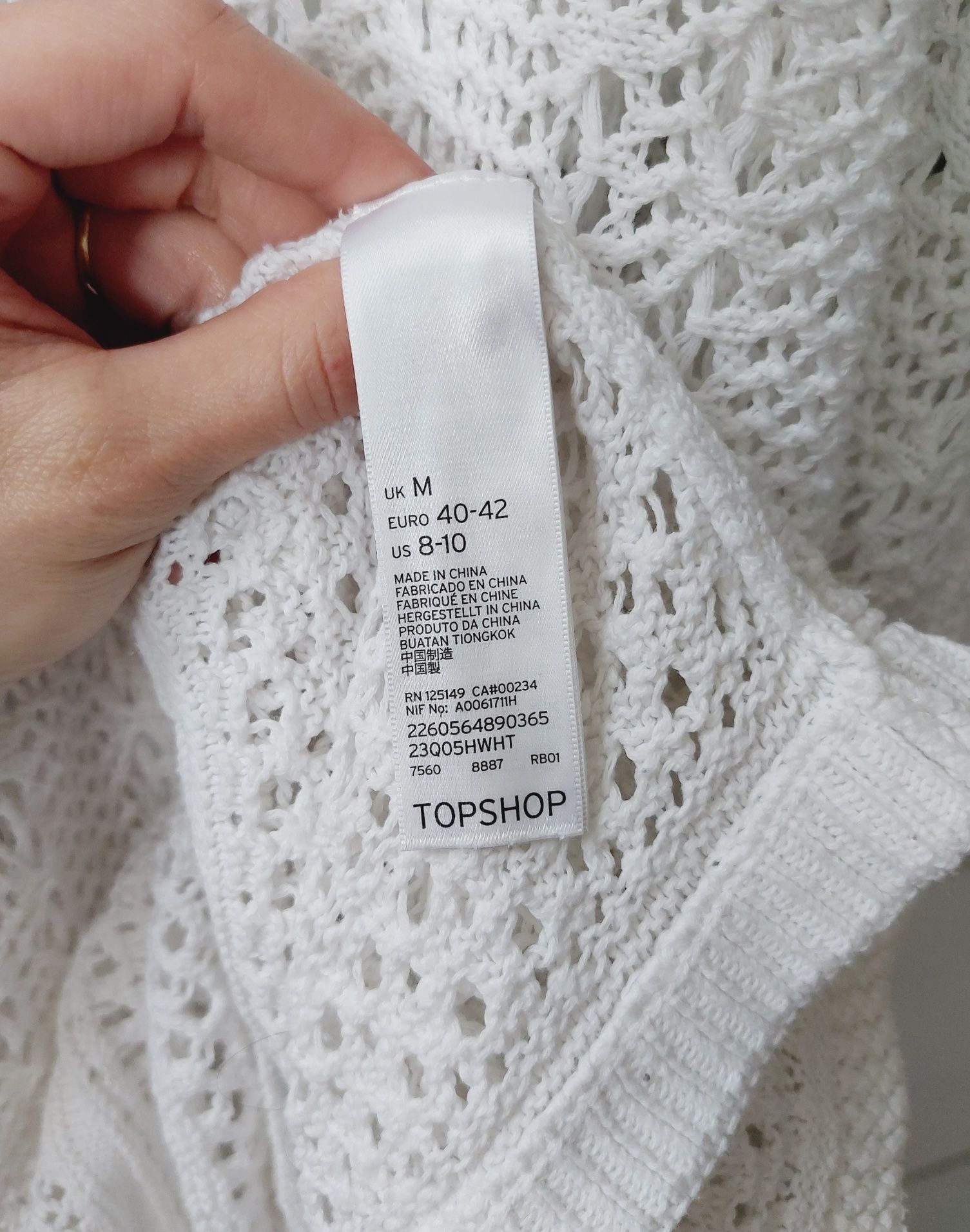 Ażurowa narzutka ponczo boho półgolf oversize bawełna