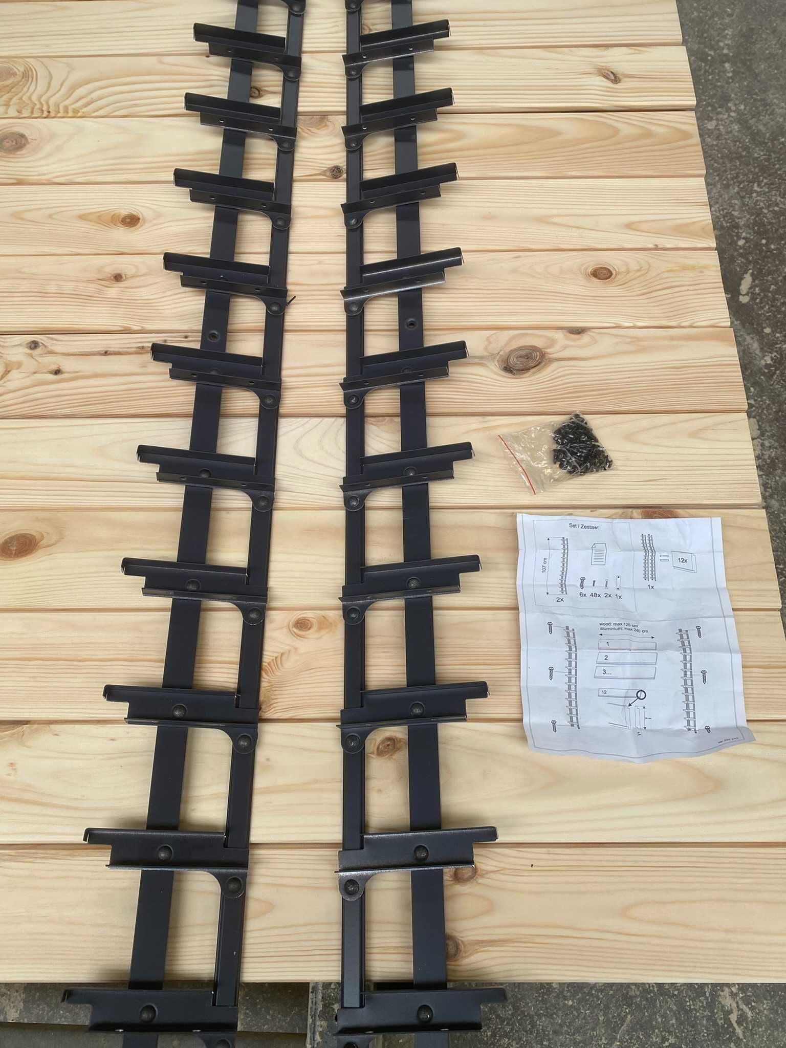 Zestaw shutters, ruchome żaluzje aluminiowe, deska sosna AB 20x95 mm