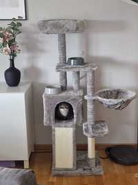 Drzewko domek drapak dla kota szary wieża legowisko 135 cm