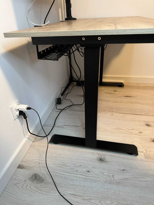 Biurko regulowane elektryczne 73-121 cm dąb arctic czarna noga