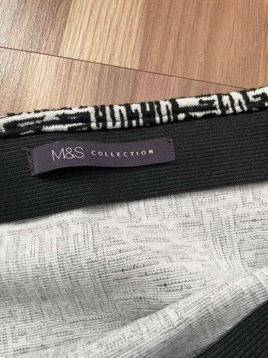 Spódnica dzianinowa mini Marks & Spencer 36 S czarno - biała tweed