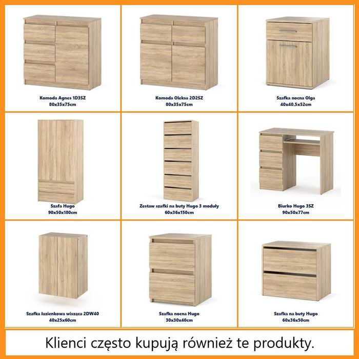 Komoda Nowoczesna Do Sypialni Hugo 100cm Szafka 6 Szuflad Drewniana