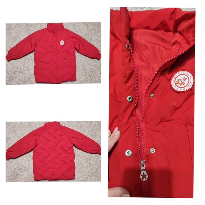 Красная куртка на осень-весну на девочку 115-120 см