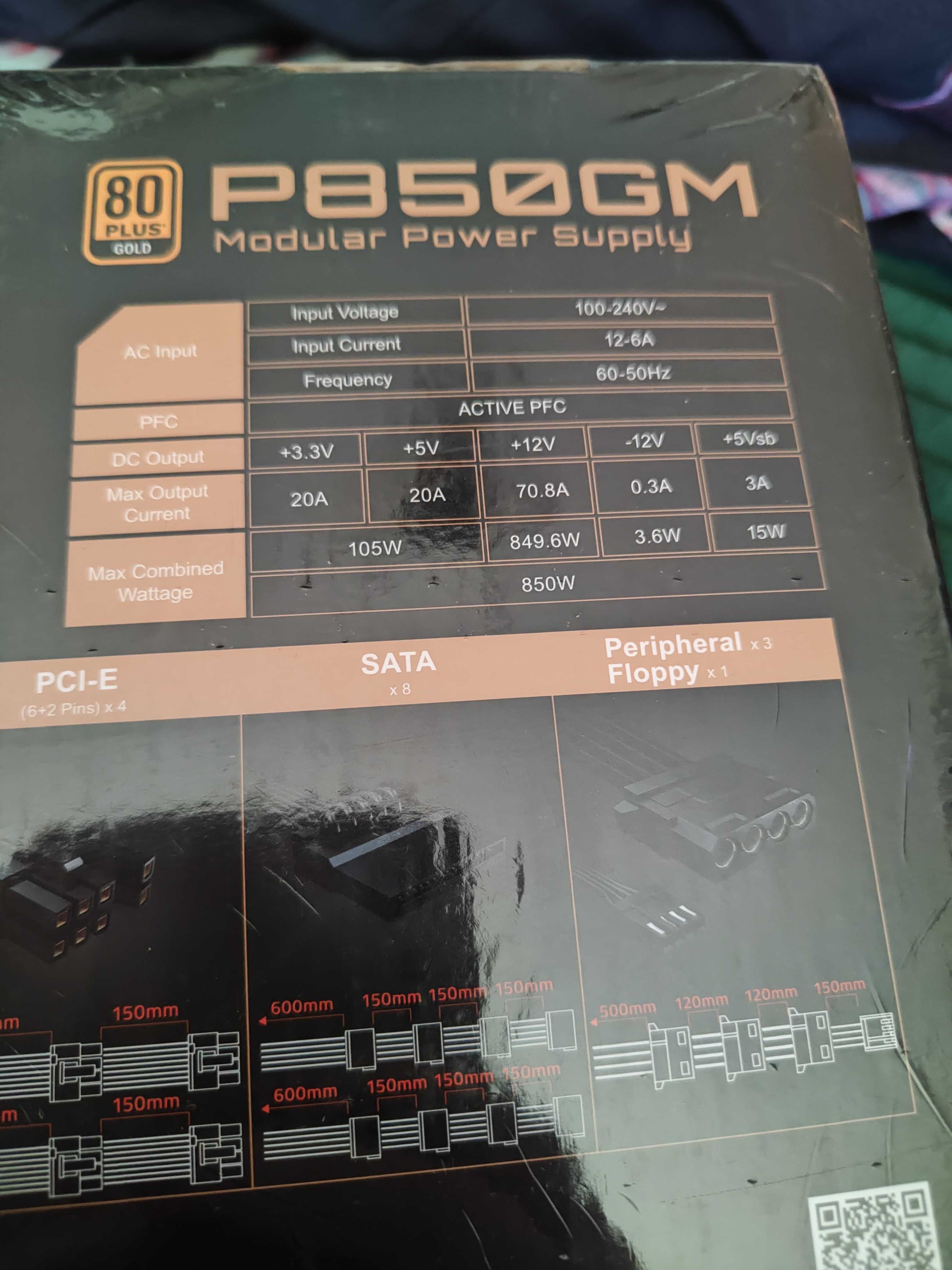 Zasilacz GIGABYTE P850GM 850W 80 Plus Gold