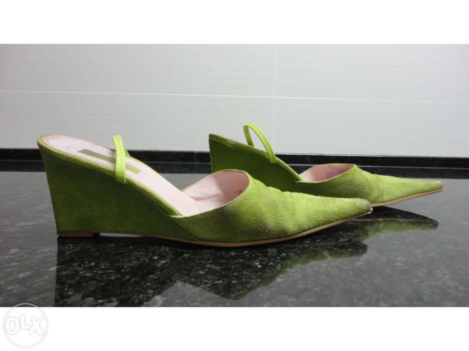 Sapatos de senhora em camurça verdes Bianca