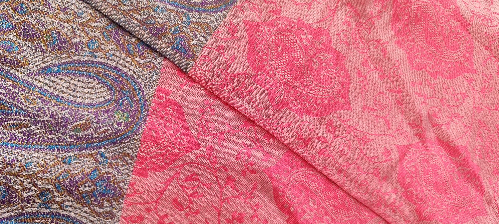100% kaszmir szal pashmina różowy niebieski