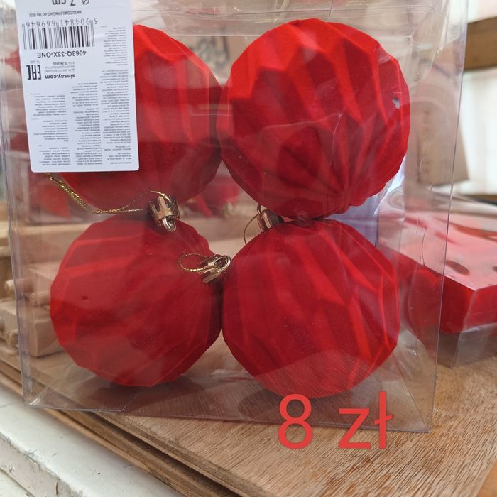 Bombki choinkowe czerwone welurowe