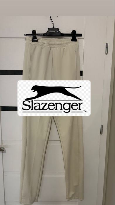 Slazenger dresy spodnie dresowe kremowe vintage jasne sciagacz