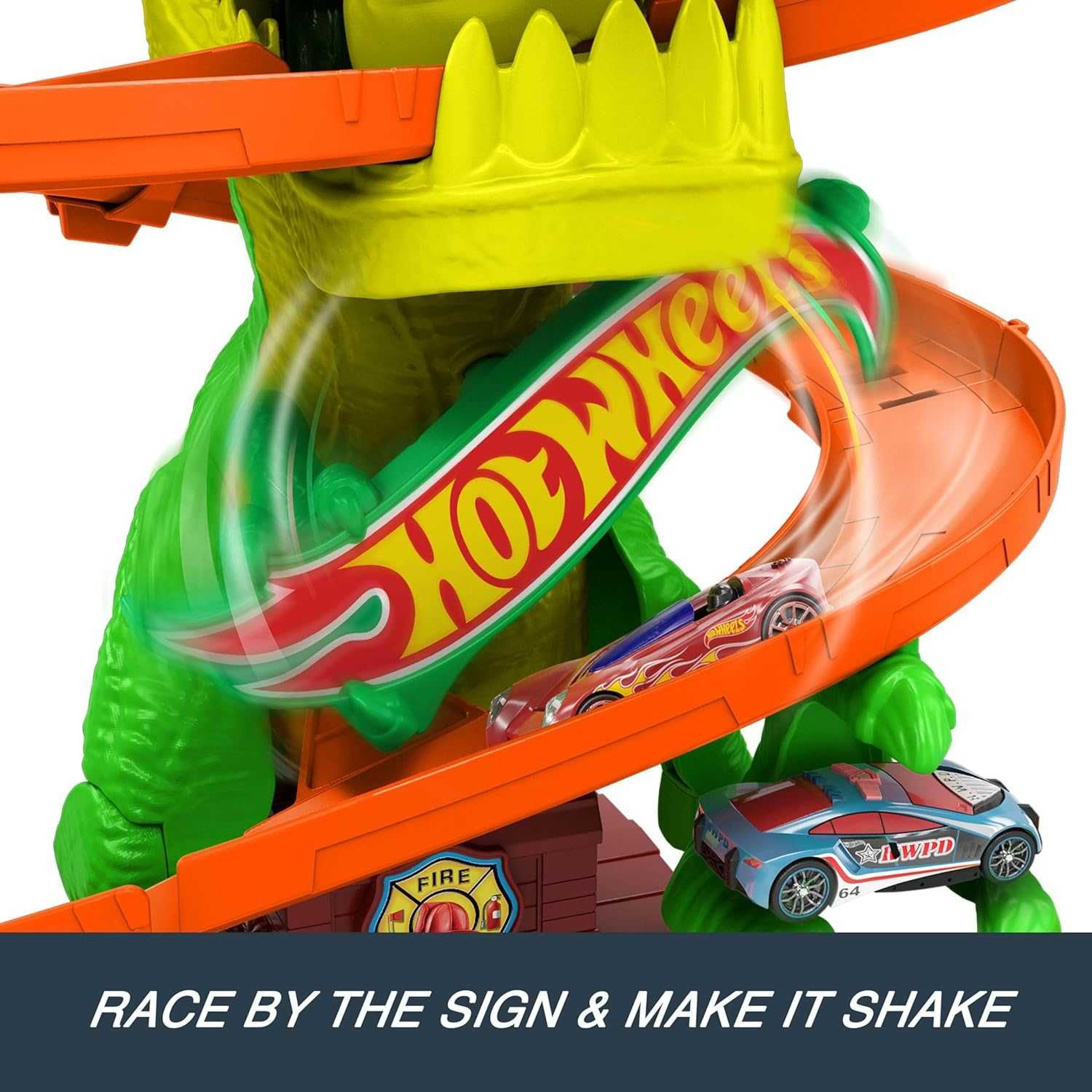 ОРИГИНАЛ! Трек Хот вилс Атака огненного Ти-Рекса Hot Wheels City T-Rex