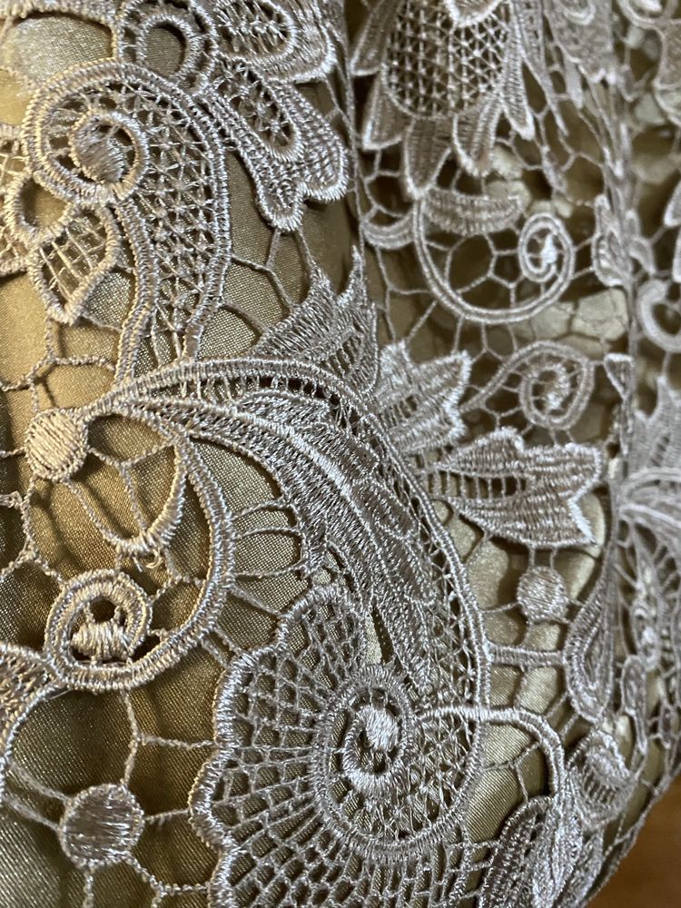 Vestido Cerimonia Renda e Seda Selvagem