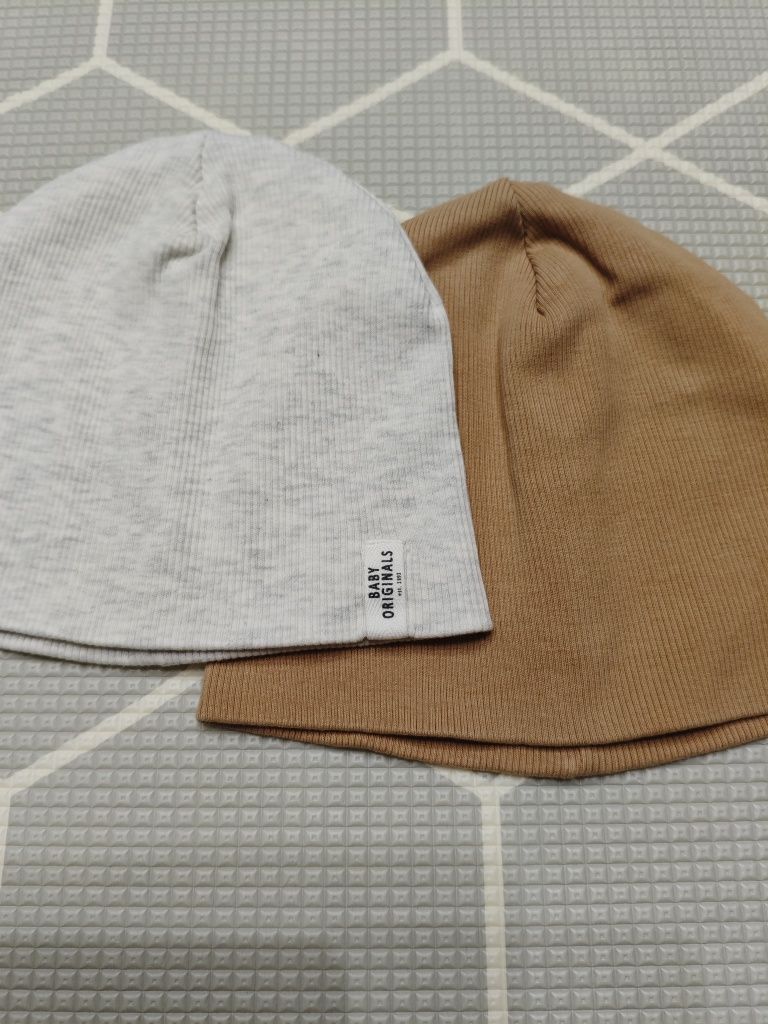 Czapki H&M podwójna bawełna 68/74 2szt