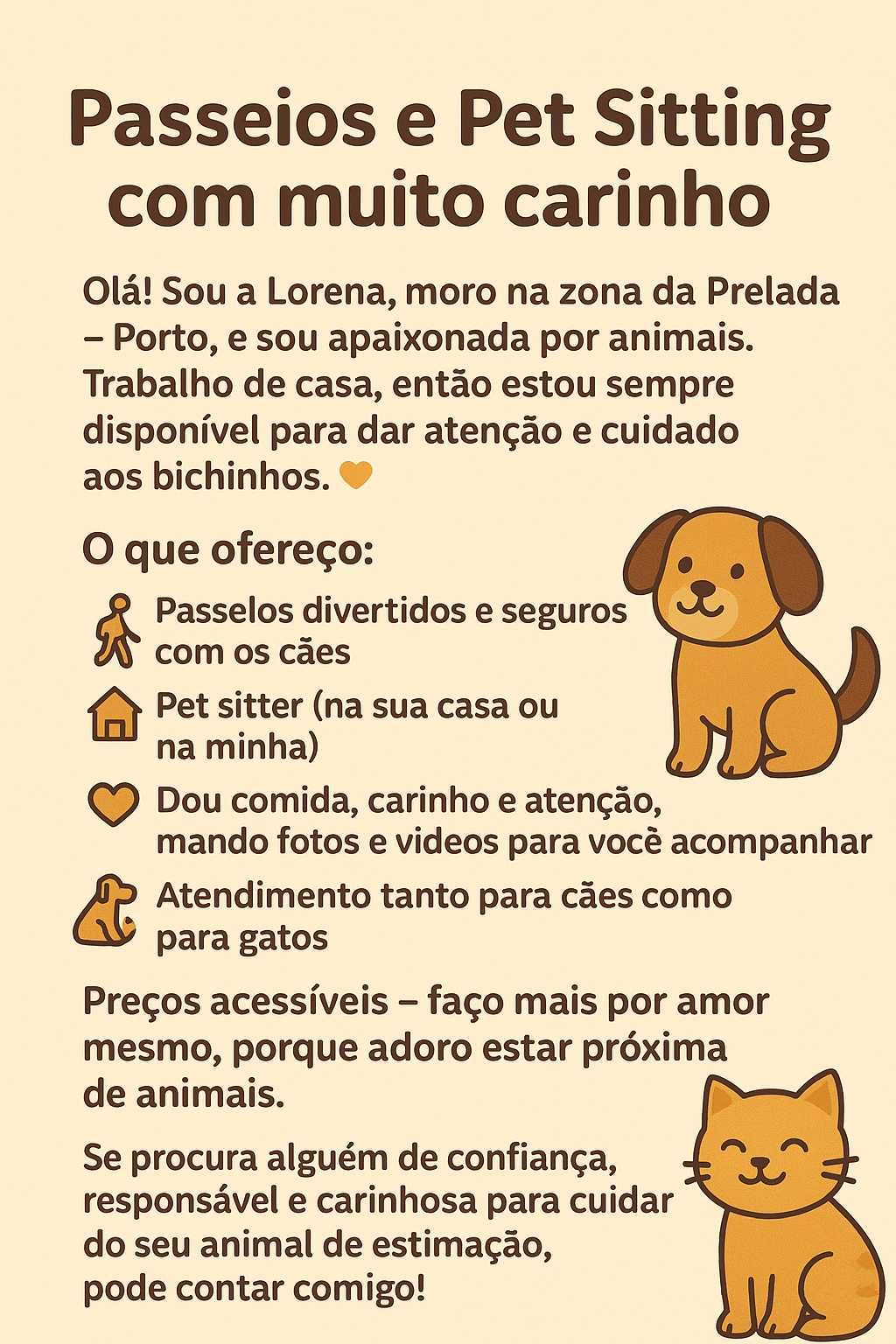 Pet Sitter e Passeios com muito carinho