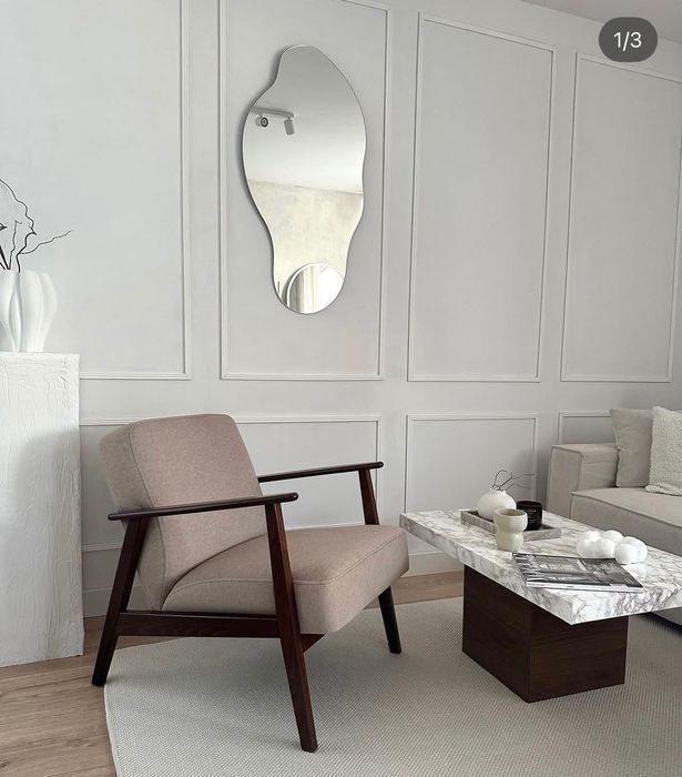 Fotel lisek drewno orzech beż Halmar