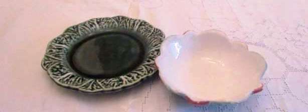 Taça e pires de porcelana Bordalo Pinheiro