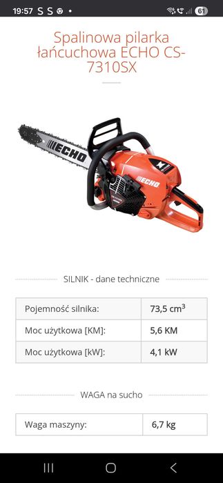 ECHO CS-7310SX Pilarka Nowa!