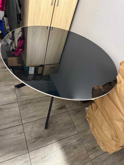 Stół Okrągły 120 Szklany Nowoczesny Do Jadalni Czarny ALLEN