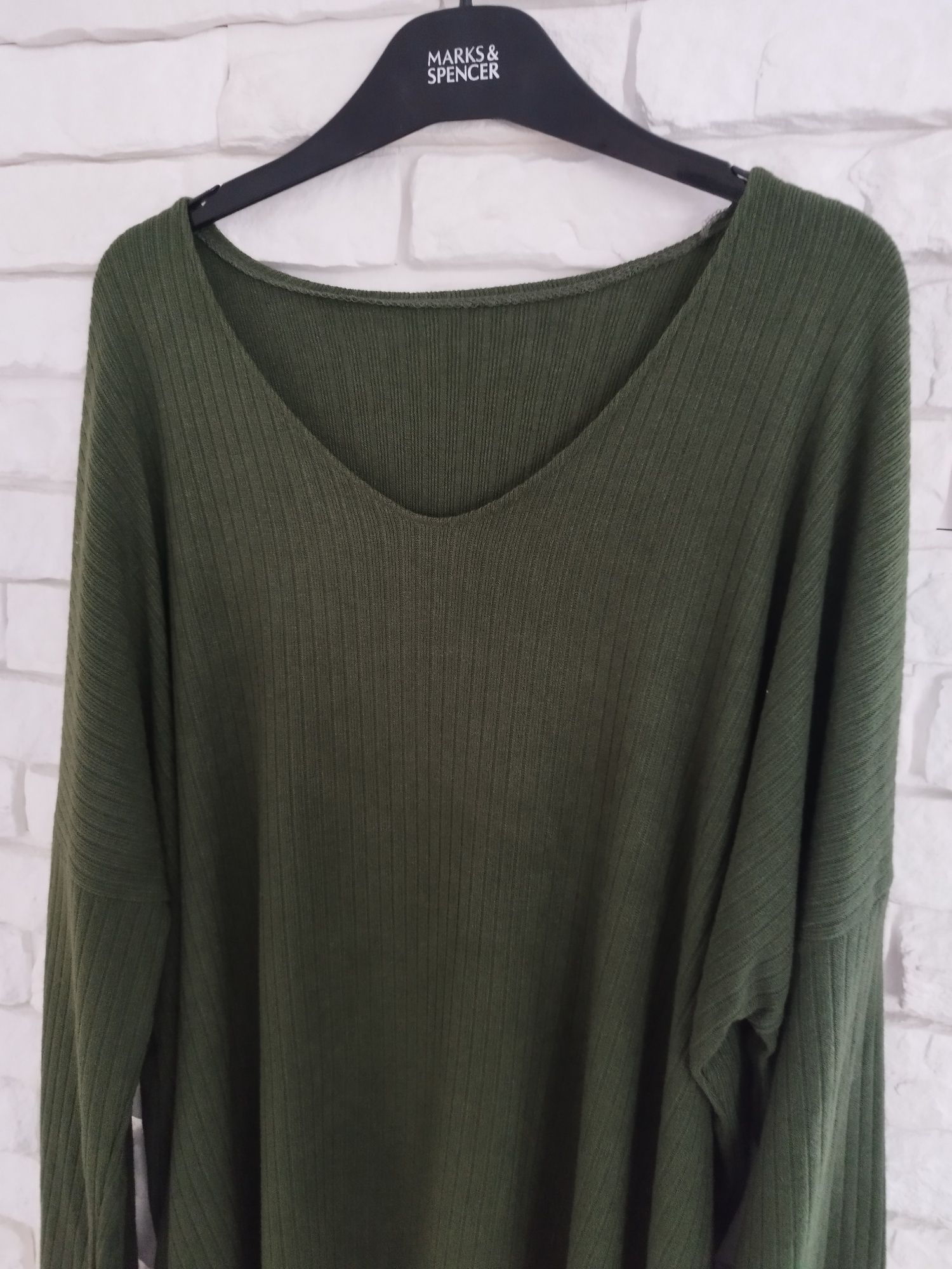 Włoska duży dekolt militarna prążek plus size xxxxl 50 52