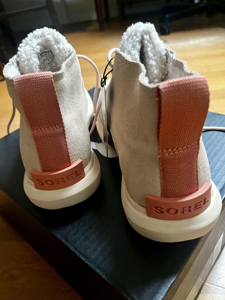 Sorel. Ocieplane eleganckie buty. Skóra. Nowe