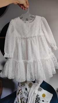 Blado różowa biała sukieneczka niemowlęca 74-80 Cool Club Smyk opaska