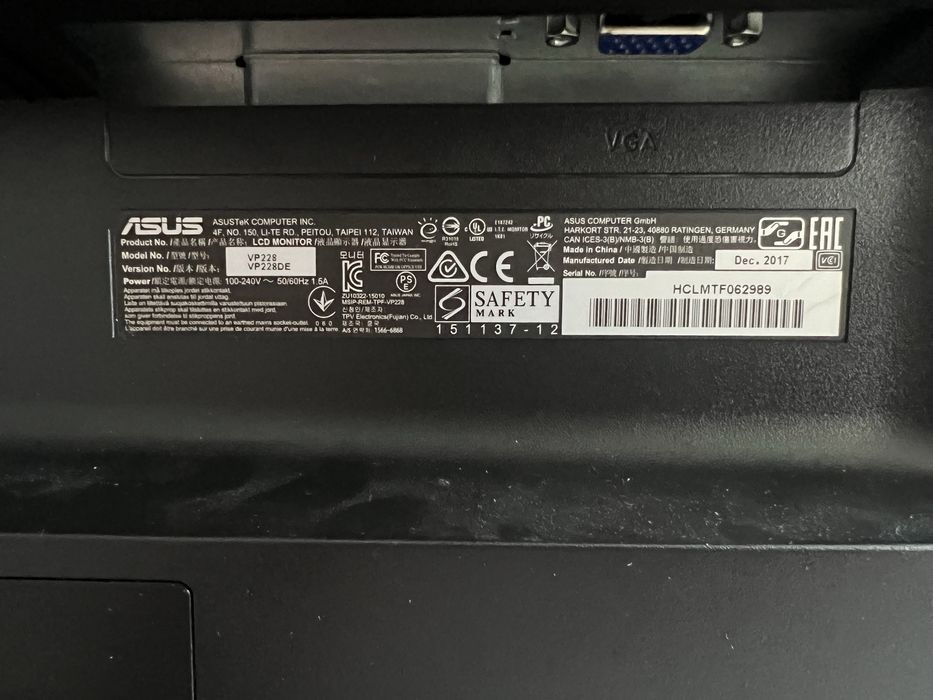 Монітор Asus VP228 LCD MONITOR 21.5"