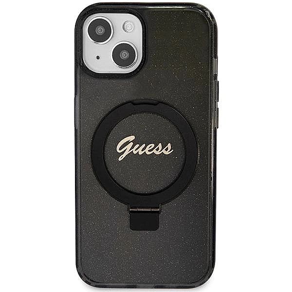 Etui Guess Ring Stand Script Glitter MagSafe na iPhone 14 / 15 / 13 -