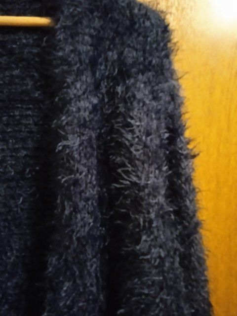 Sweter, kardigan damski, granatowy na święta z włosem rozm.XL