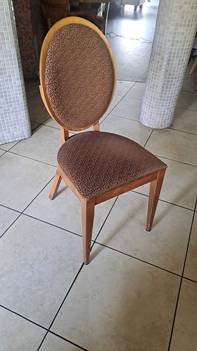 Okazja Krzesło tapicerowane lite drewno12 szt dobry stan+zapas tkaniny