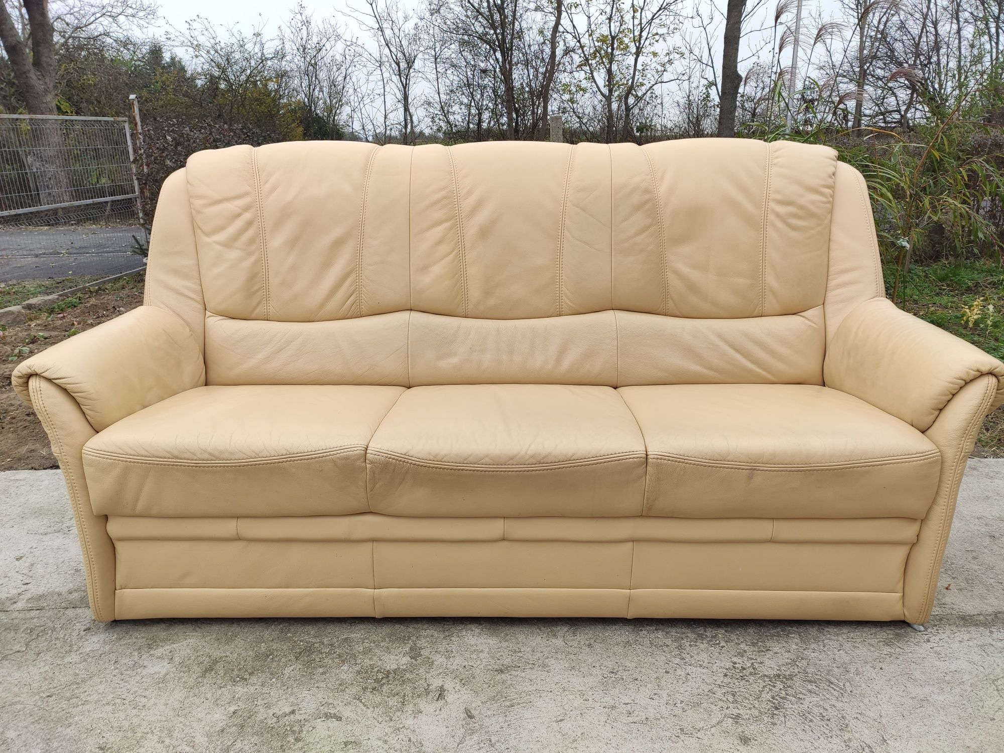Sofa skórzana 3-osobowa+2-osobowa+fotel-100% skóra naturalna! Okazja