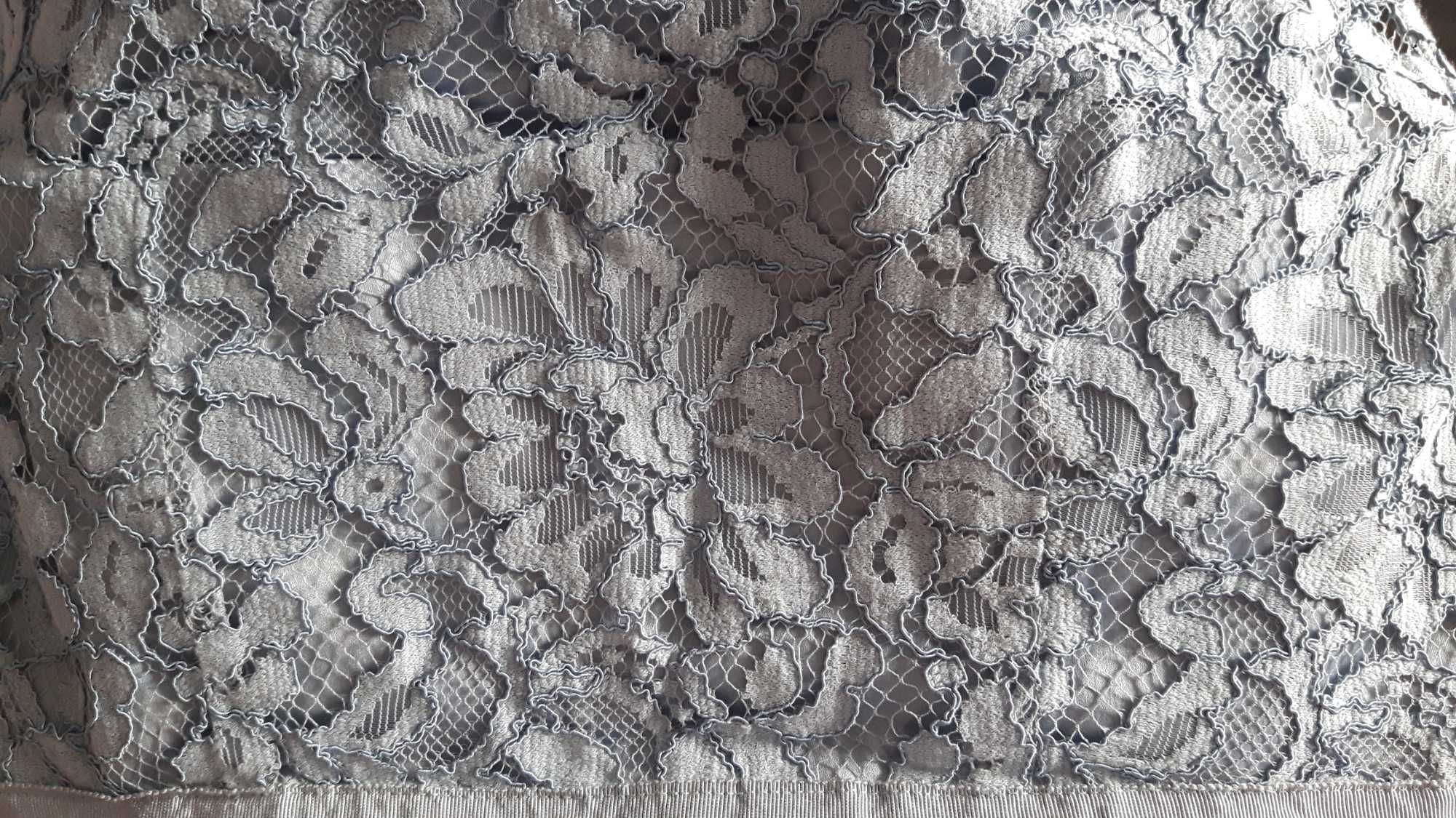 Sukienka nowa H&M koronkowo plisowana błękitna/gołębia, r. M