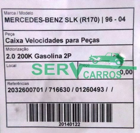 Caixa de velocidades para peças MERCEDES-BENZ SLK (R170)