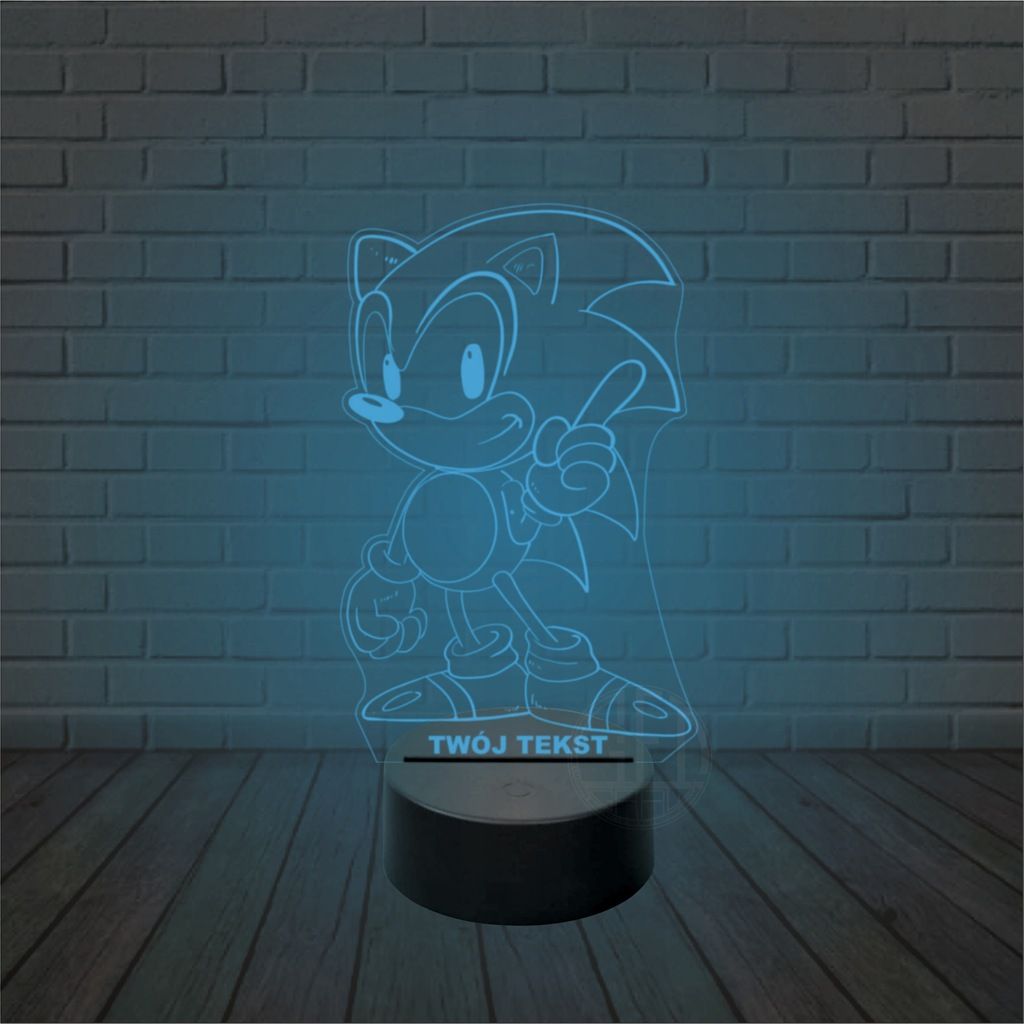 Lampka nocna prezent 3D LED imię grawer SONIC
