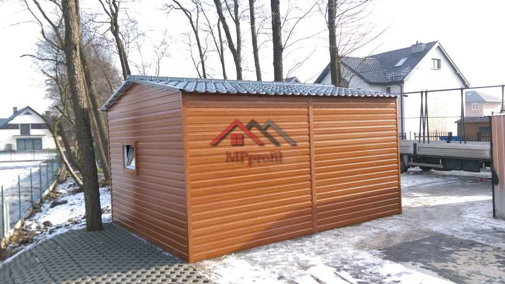 Garaż blaszany 3,5 x 5 m profil zamknięty brama uchylna