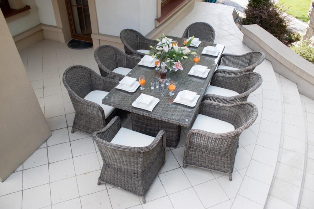 Zestaw meble ogrodowe obiadowe technorattan 8 osób,stół + 8 foteli