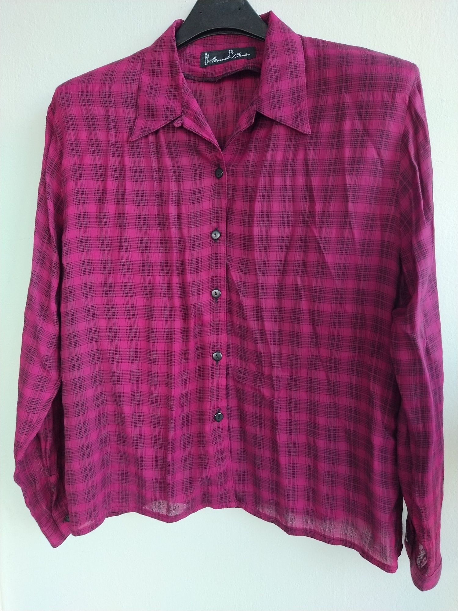 Blusa quadriculada bordeaux - Manuela Bastos - Tamanho L