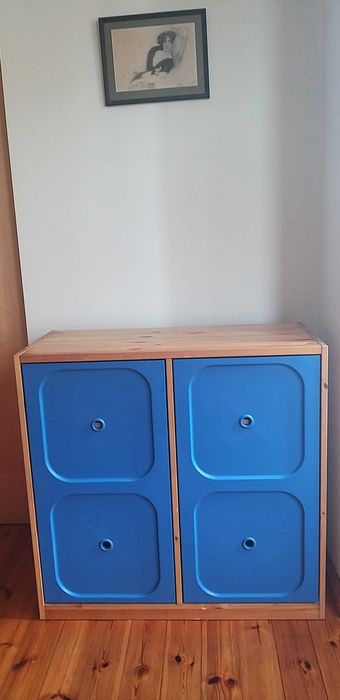 Szafka stojąca z litego drewna z drzwiami z tworzywa