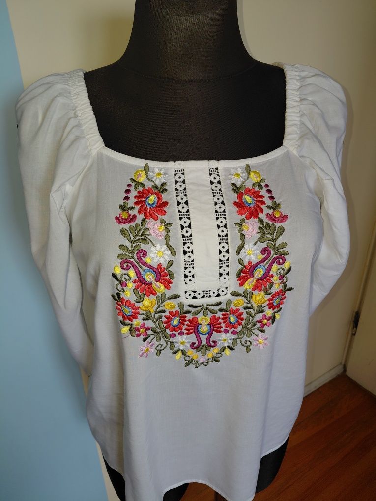 Śliczna bluzeczka folk boho bawełna z haftem MONSOON r. M/L