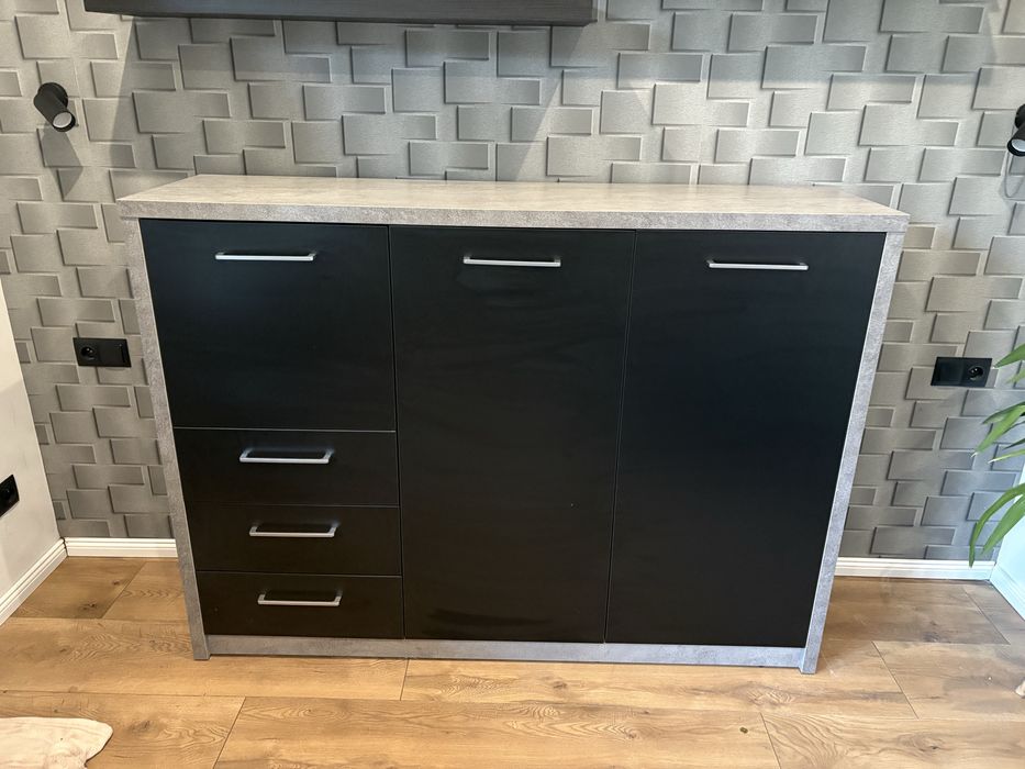 Komoda  / Beton+ Czarny mat