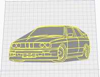 BMW E30 Obrys na ścianę Druk 3D, model dla Fana marki na prezent