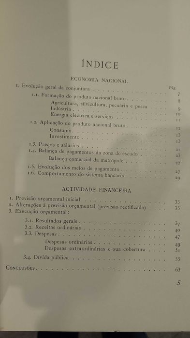 Contas Públicas de 1962 Ministério das Finanças