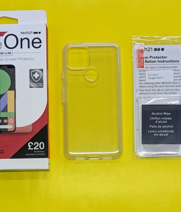 Набір чохол + скло tech21 Evo clear google pixel 5, Гугл піксель