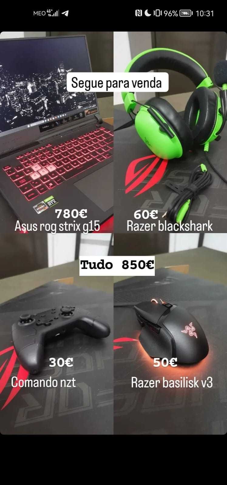 Portátil gaming asus rog strix g15 com garantia