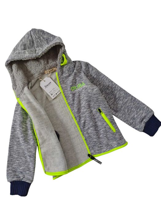 Dres chłopięcy ocieplany zestaw komplet dresowy szary 2 częśc. 104