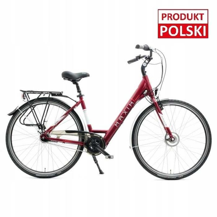 Polski rower elektryczny Maxim Battery 7 28" bordowy 18"