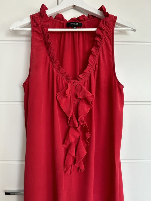 Czerwona jedwabna sukienka długa koszula Donna Mario Conti 40