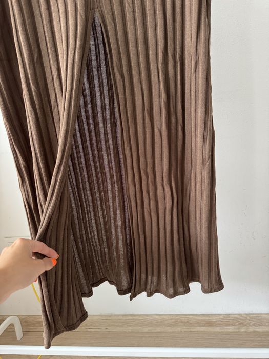 Prążkowany set komplet zestaw spodnie flare dzwony kamizelka oversize