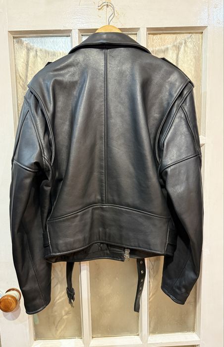 Вінтажна шкіряна куртка косуха оверсайз панк гранж стиль розмір L-XL
