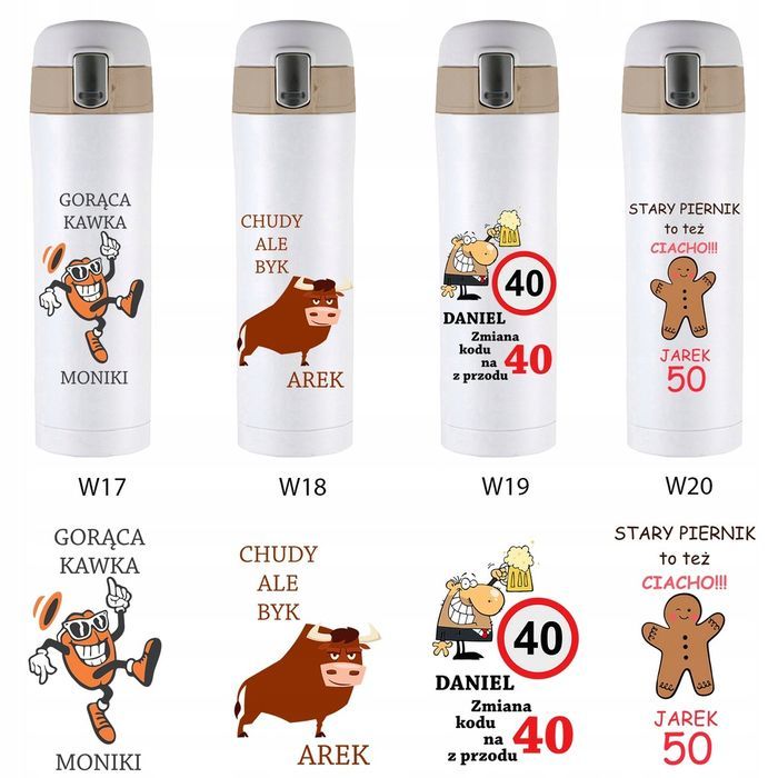 Termos kubek termiczny led wyświetlacz temp nadruk prezent WHITE