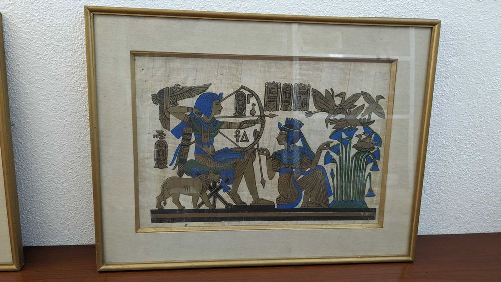 Emoldurado - Papel de papiro pintado à mão