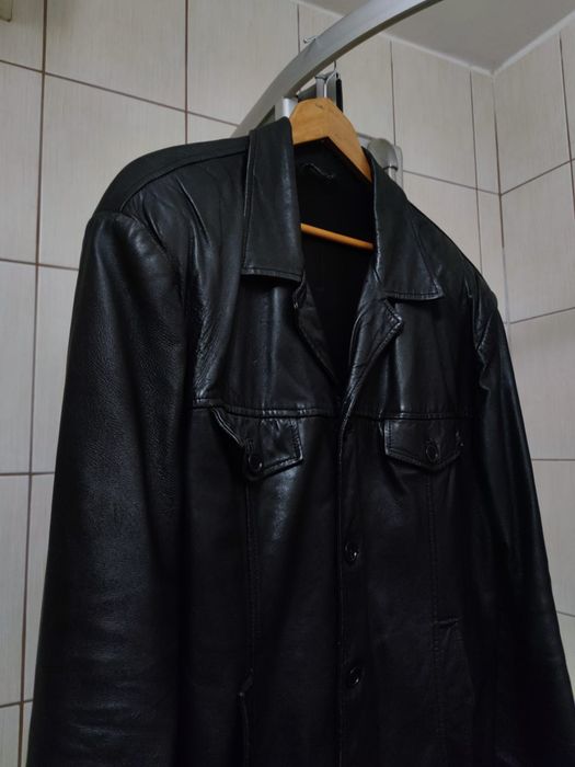 płaszcz kurtka XL płaszczyk skórzany  kurtka skórzana czarna ciemna vi
