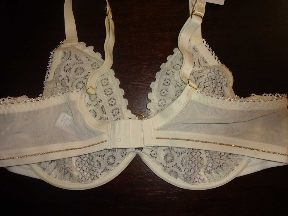 M&S Marks Spencer koronkowy kremowy ivory biustonosz 90C